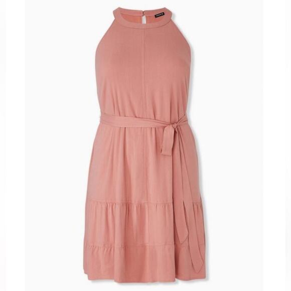 Torrid Blush Mini Woven Tiered Dress 2X NWT 13099013 Desert Sand - Picture 1 of 16